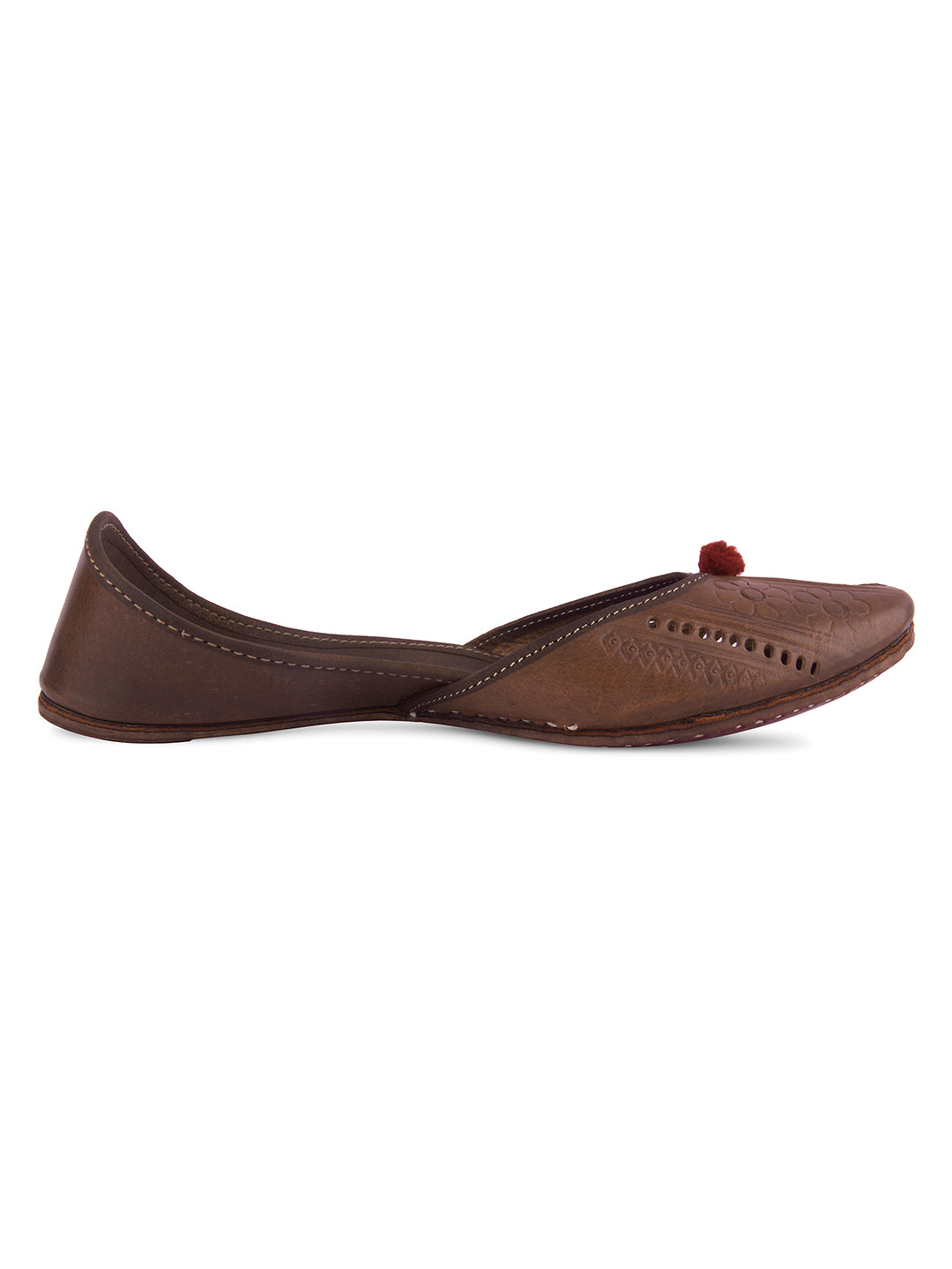 DESI COLOUR Women Brown Solid Leather Open Toe Flats