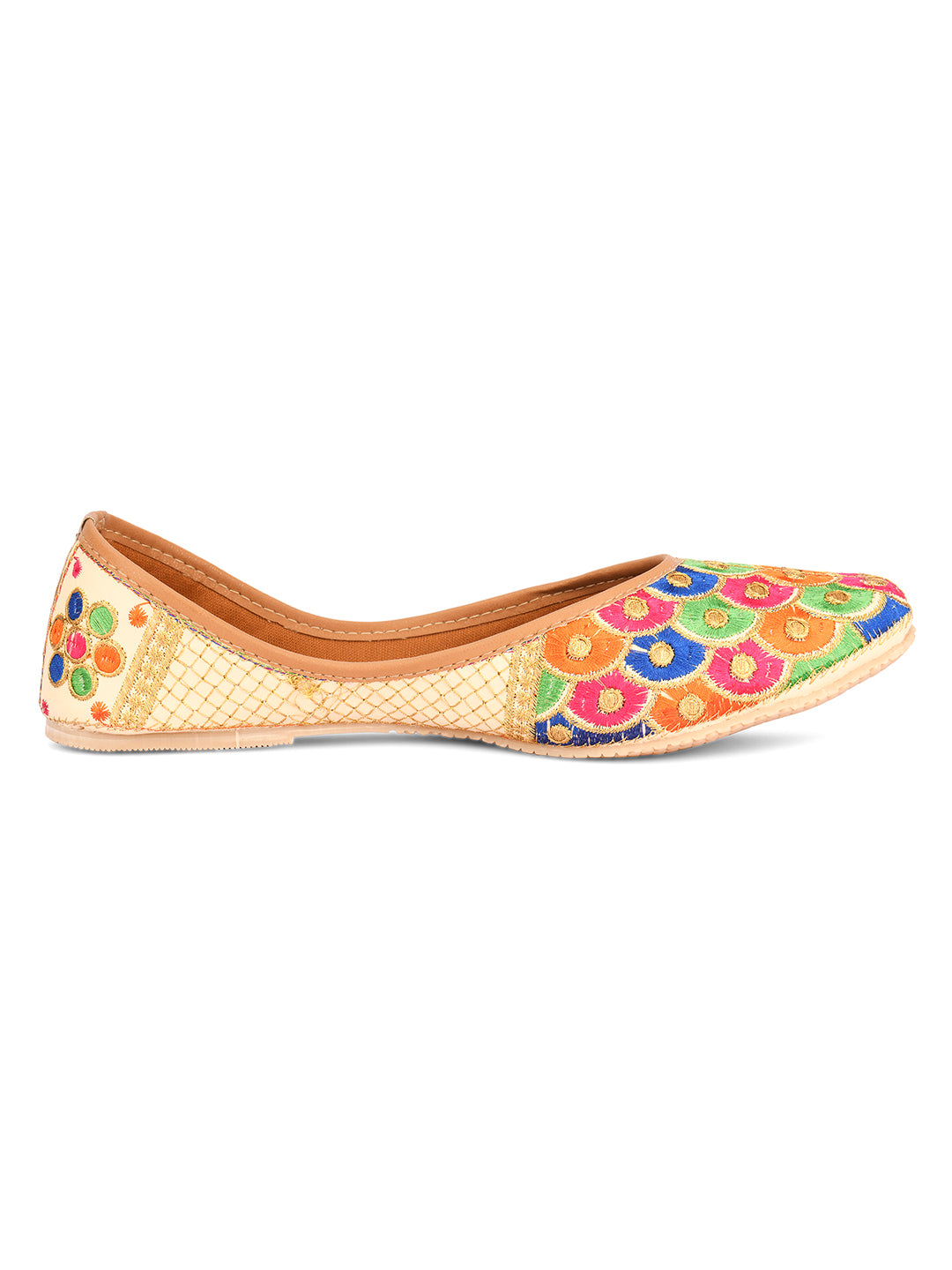 DESI COLOUR Women Pink Embellished Mojaris