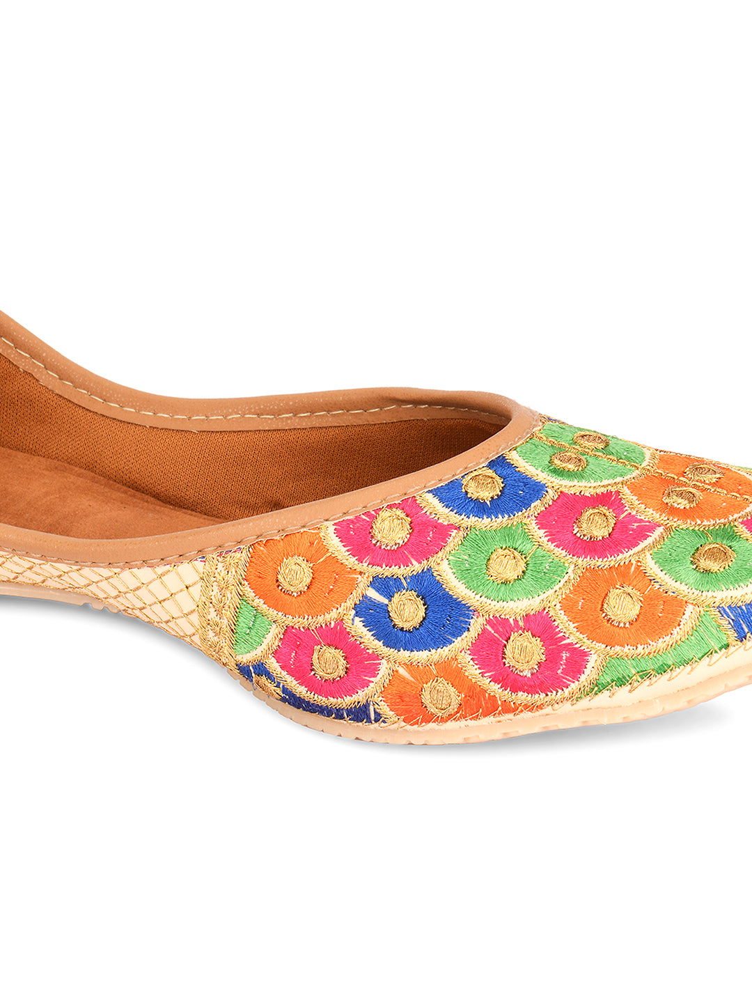 DESI COLOUR Women Pink Embellished Mojaris