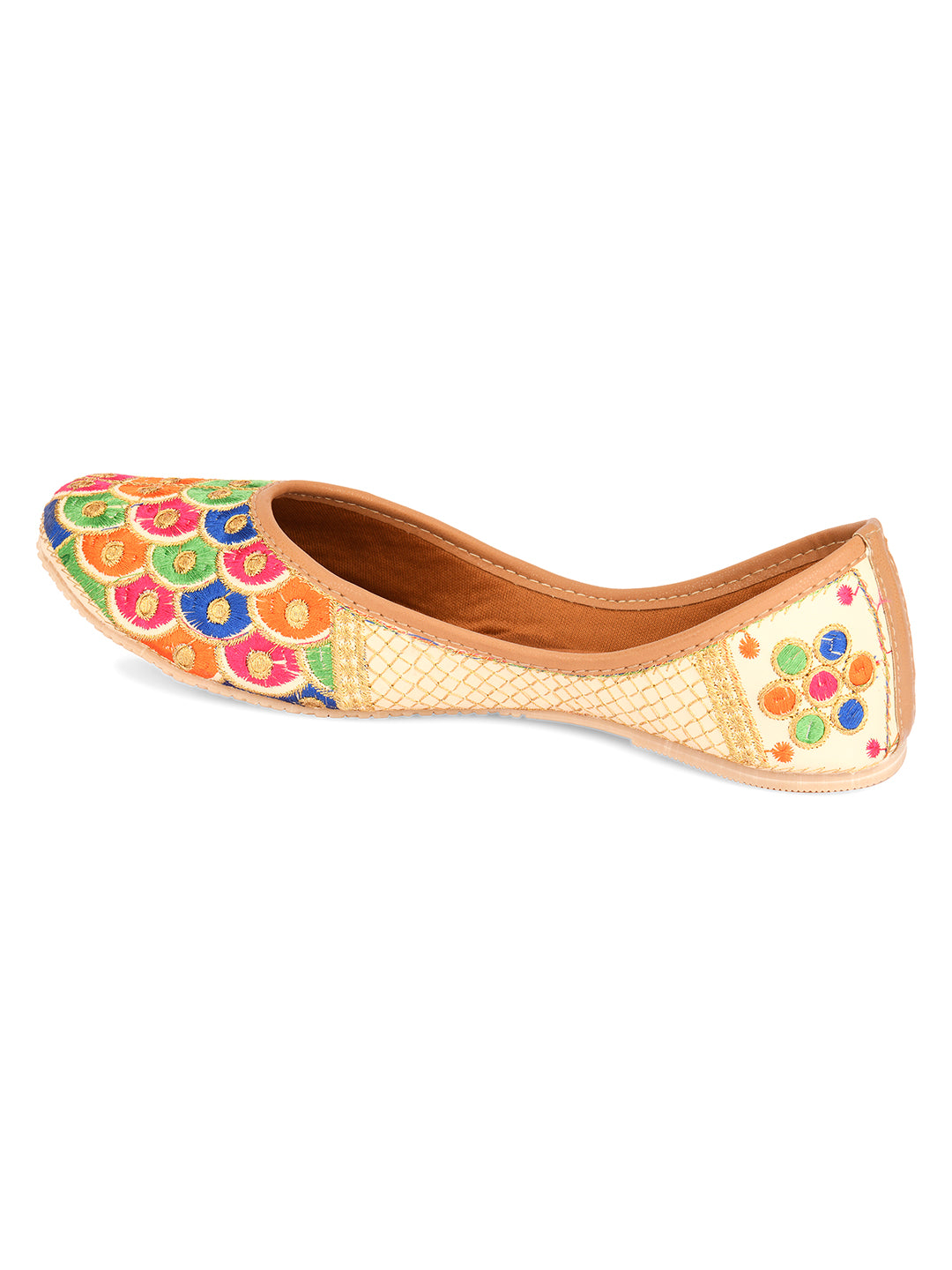 DESI COLOUR Women Pink Embellished Mojaris