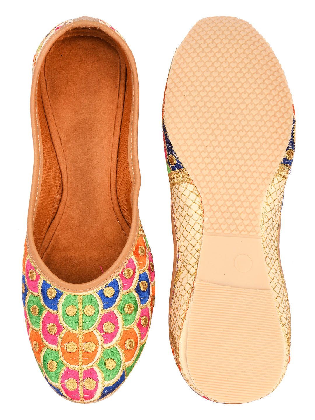 DESI COLOUR Women Pink Embellished Mojaris