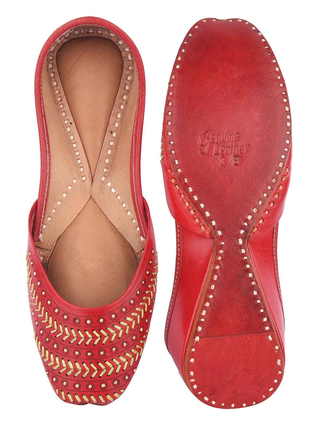 DESI COLOUR Women Tan Embellished Ballerinas