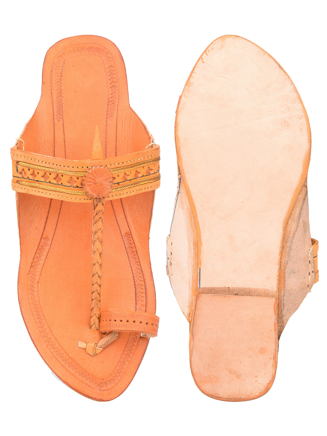 DESI COLOUR Women Tan Textured Open Toe Flats