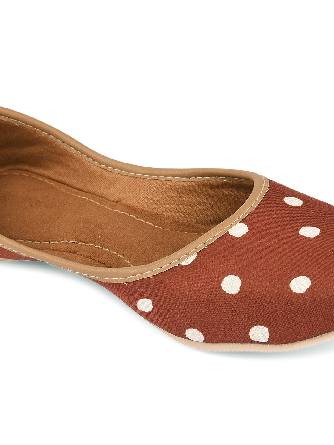 DESI COLOUR Women Brown Embellished Mojaris Flats