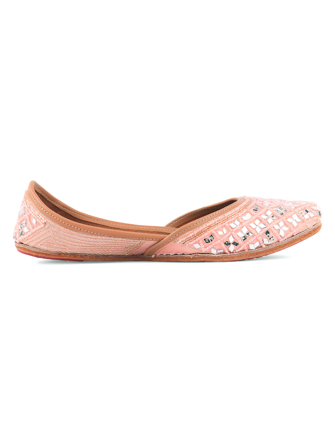 DESI COLOUR Women Peach-Coloured Ethnic Mojaris Flats