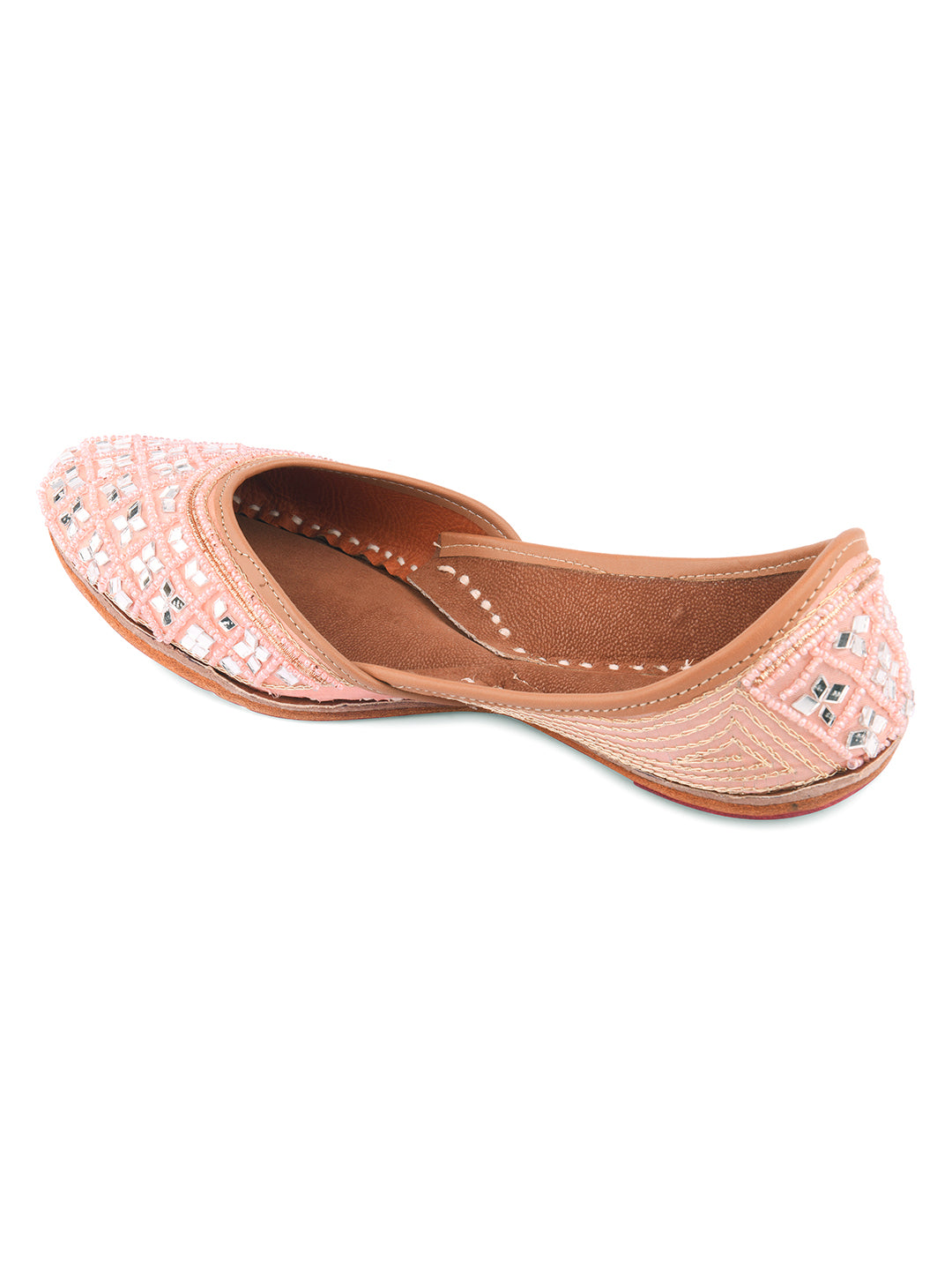 DESI COLOUR Women Peach-Coloured Ethnic Mojaris Flats