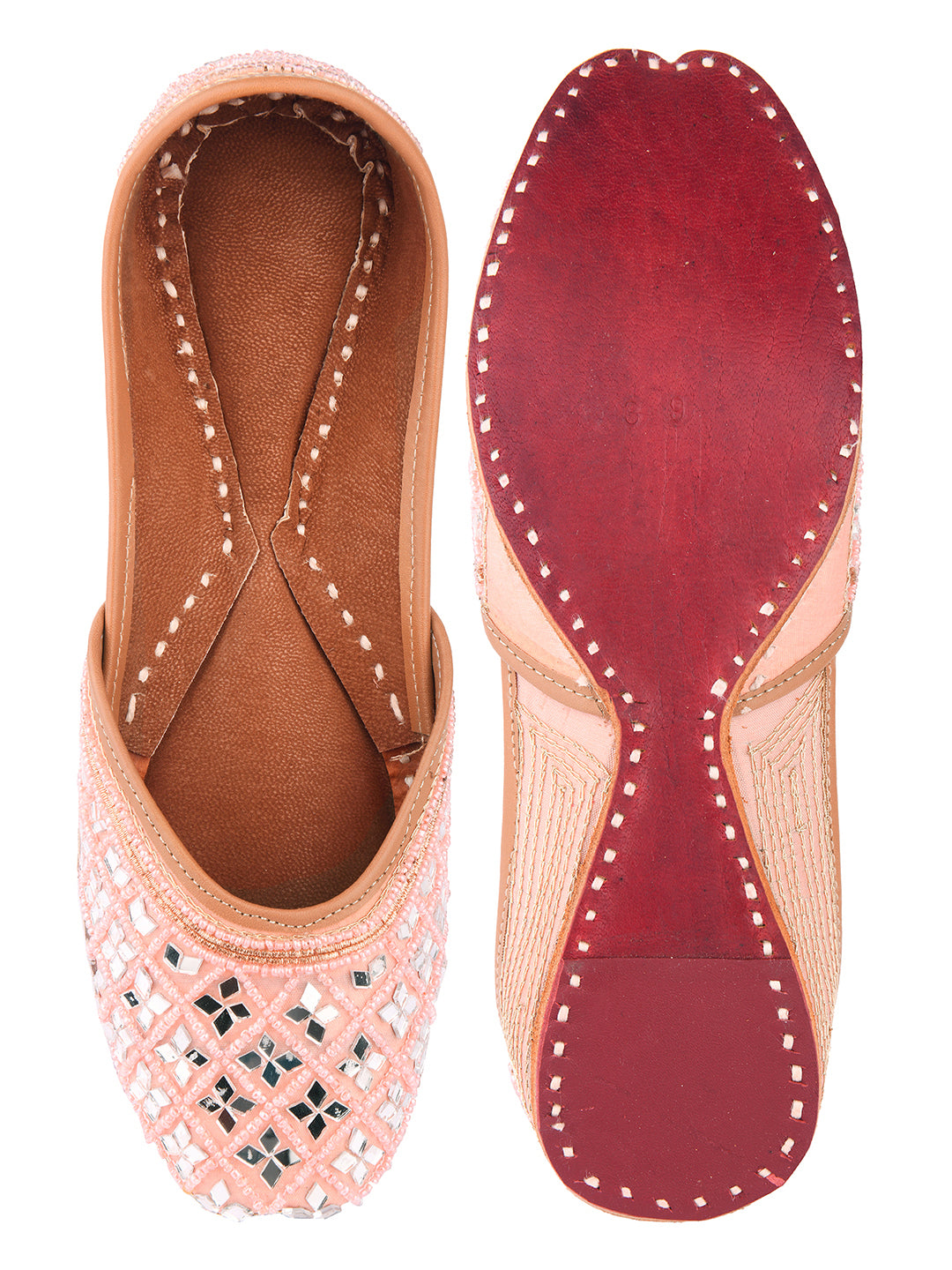 DESI COLOUR Women Peach-Coloured Ethnic Mojaris Flats