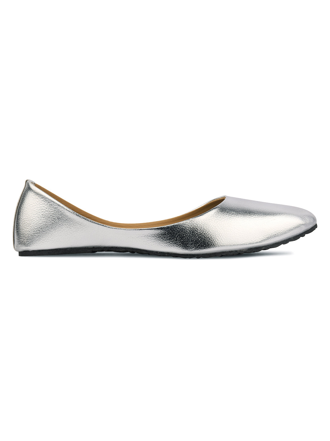 DESI COLOUR Women Silver-Toned Ballerinas Flats