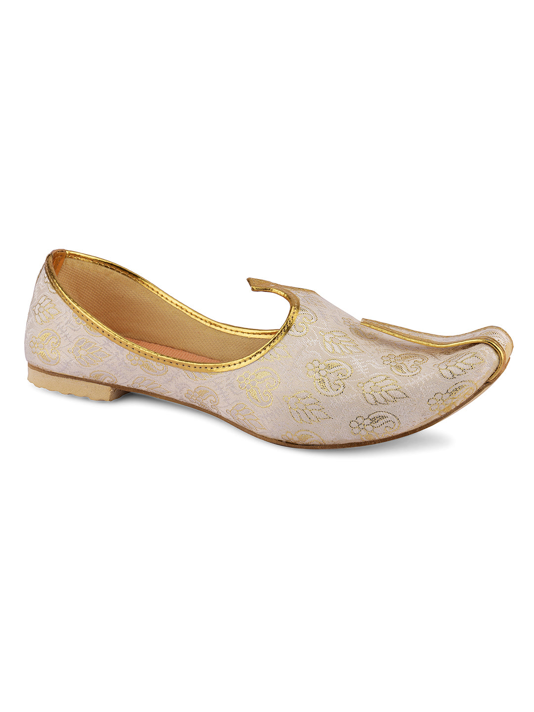DESI COLOUR Men Off-White Mojaris