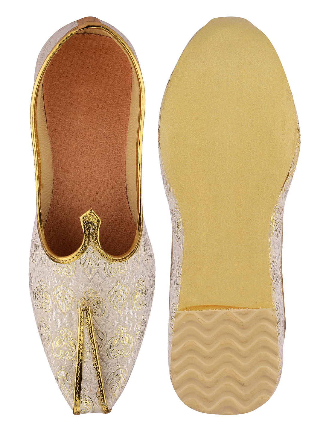 DESI COLOUR Men Off-White Mojaris