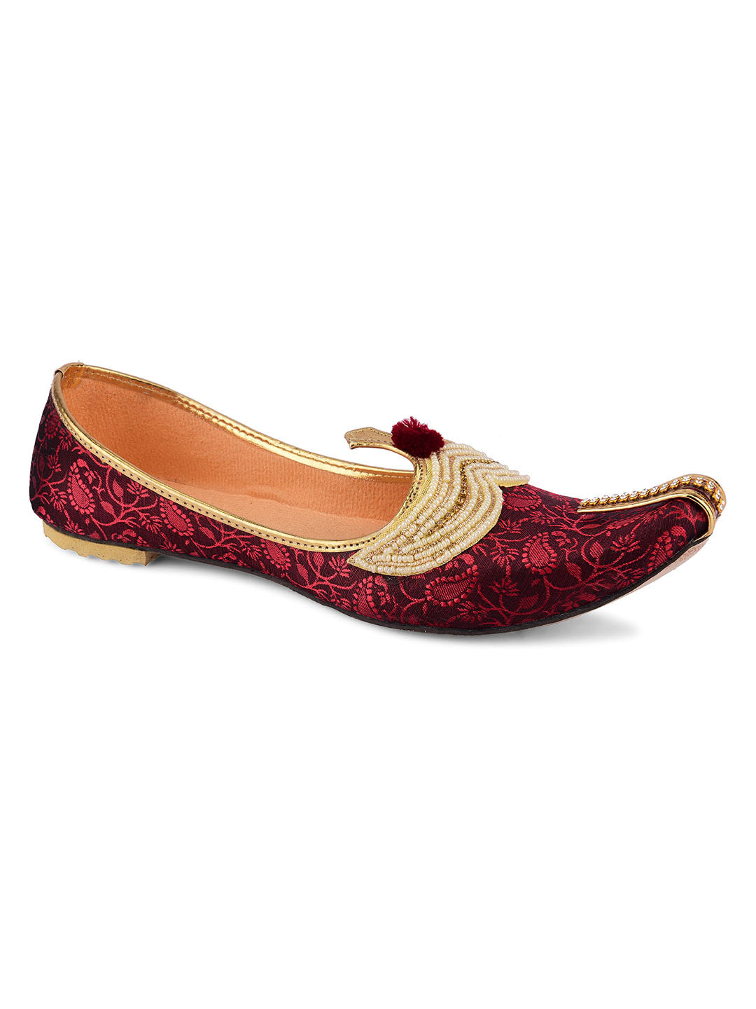 DESI COLOUR Men Maroon Mojaris