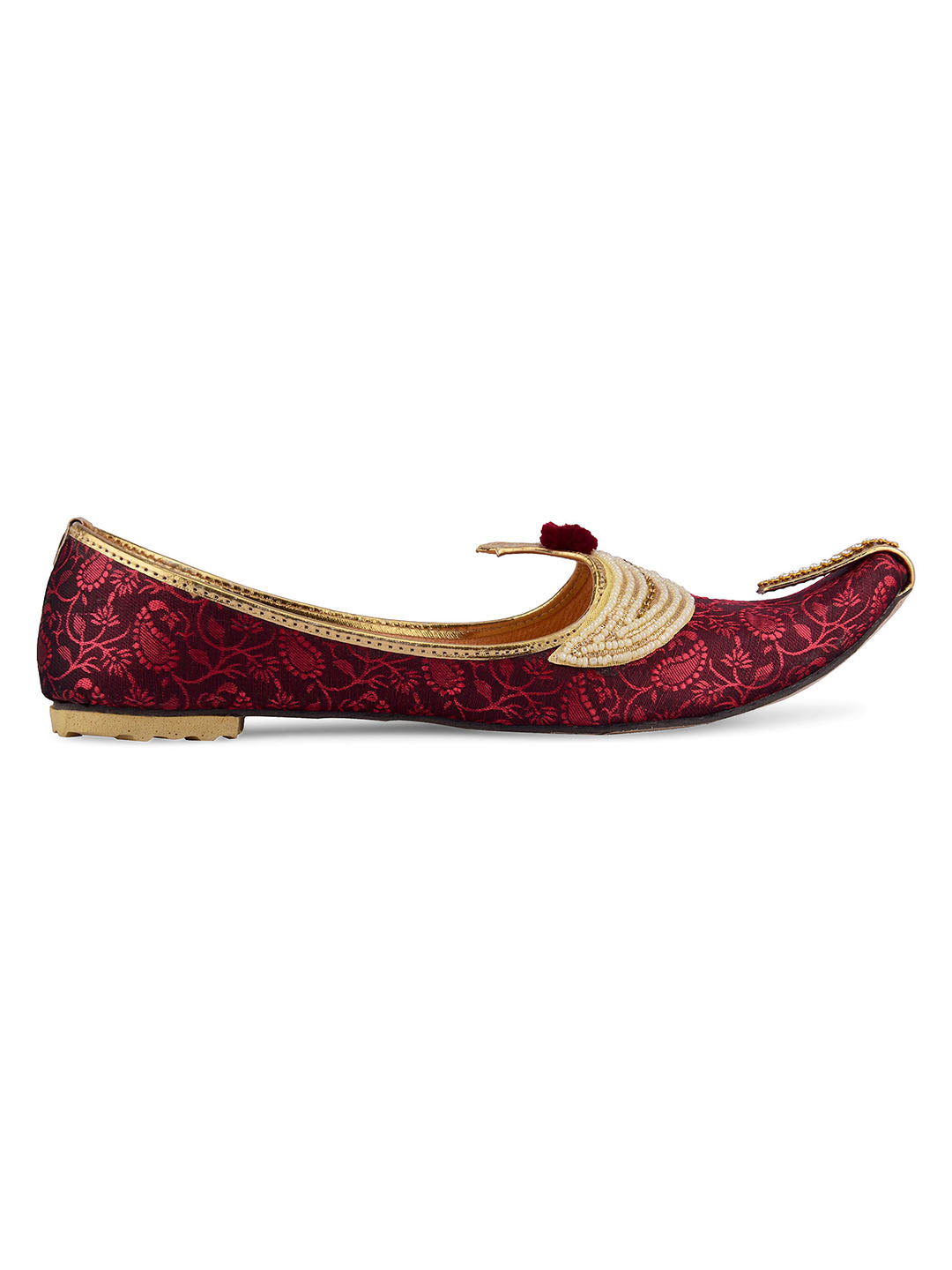 DESI COLOUR Men Maroon Mojaris