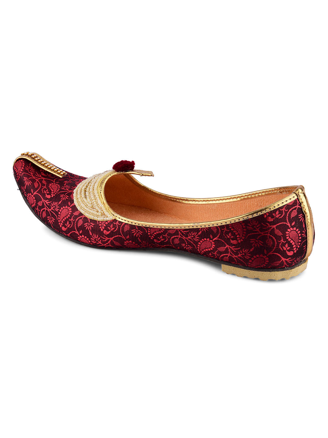 DESI COLOUR Men Maroon Mojaris