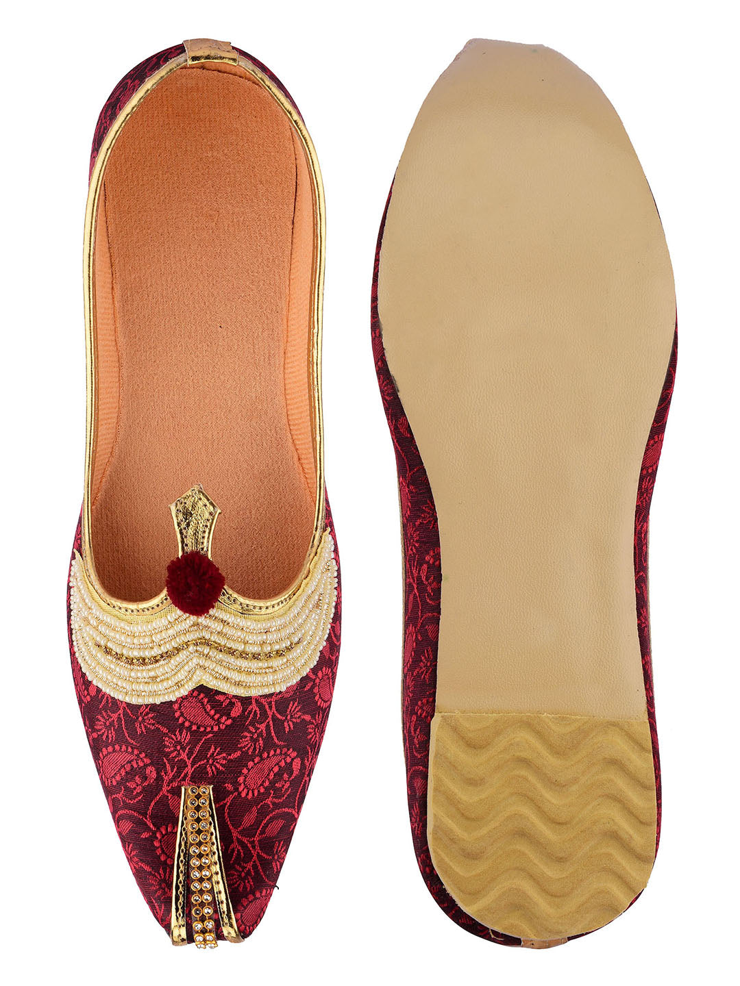 DESI COLOUR Men Maroon Mojaris