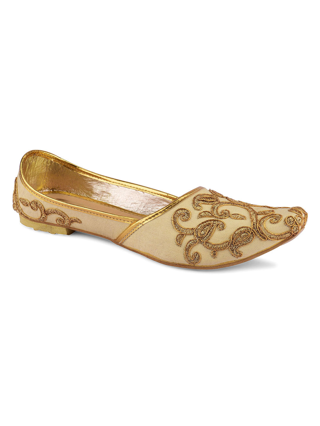 DESI COLOUR Men Gold-Toned Mojaris