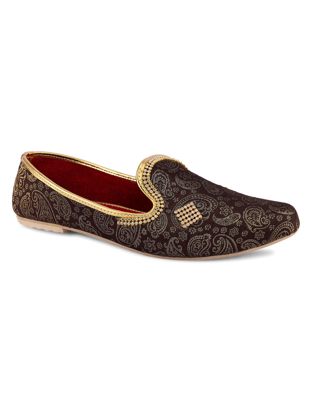 DESI COLOUR Men Coffee Brown Mojaris