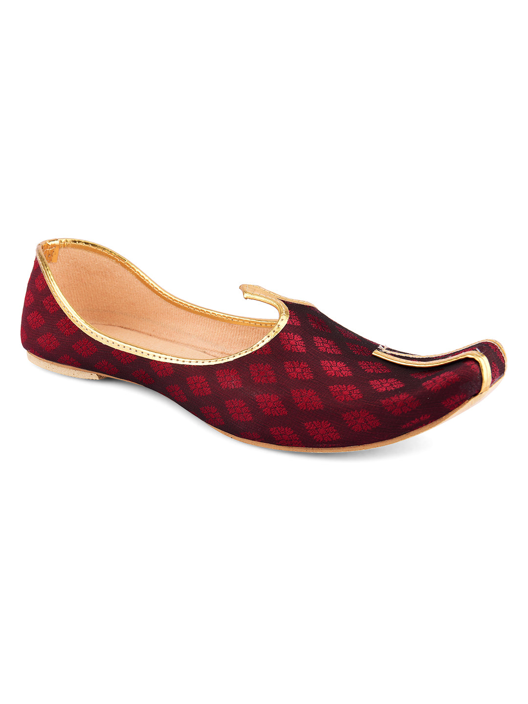 DESI COLOUR Men Maroon Mojaris