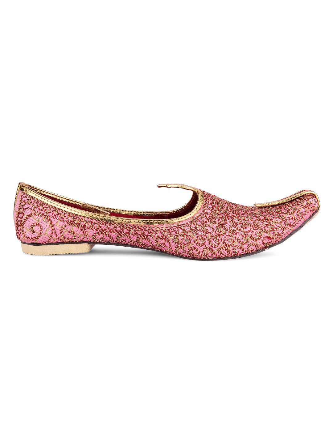 DESI COLOUR Men Pink Mojaris