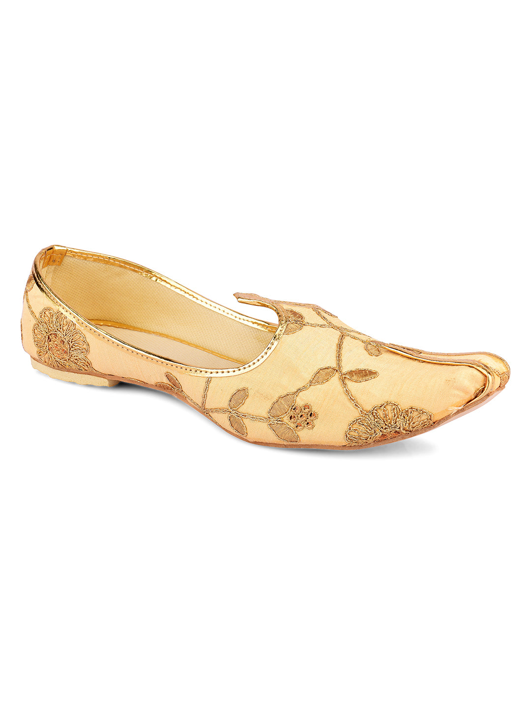 DESI COLOUR Men Gold-Toned Mojaris