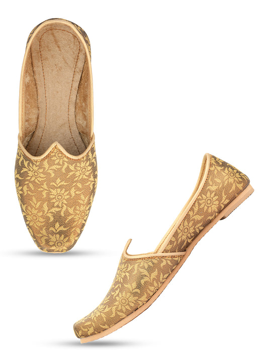 DESI COLOUR Mens Gold Ethnic Footwear/Punjabi Jutti