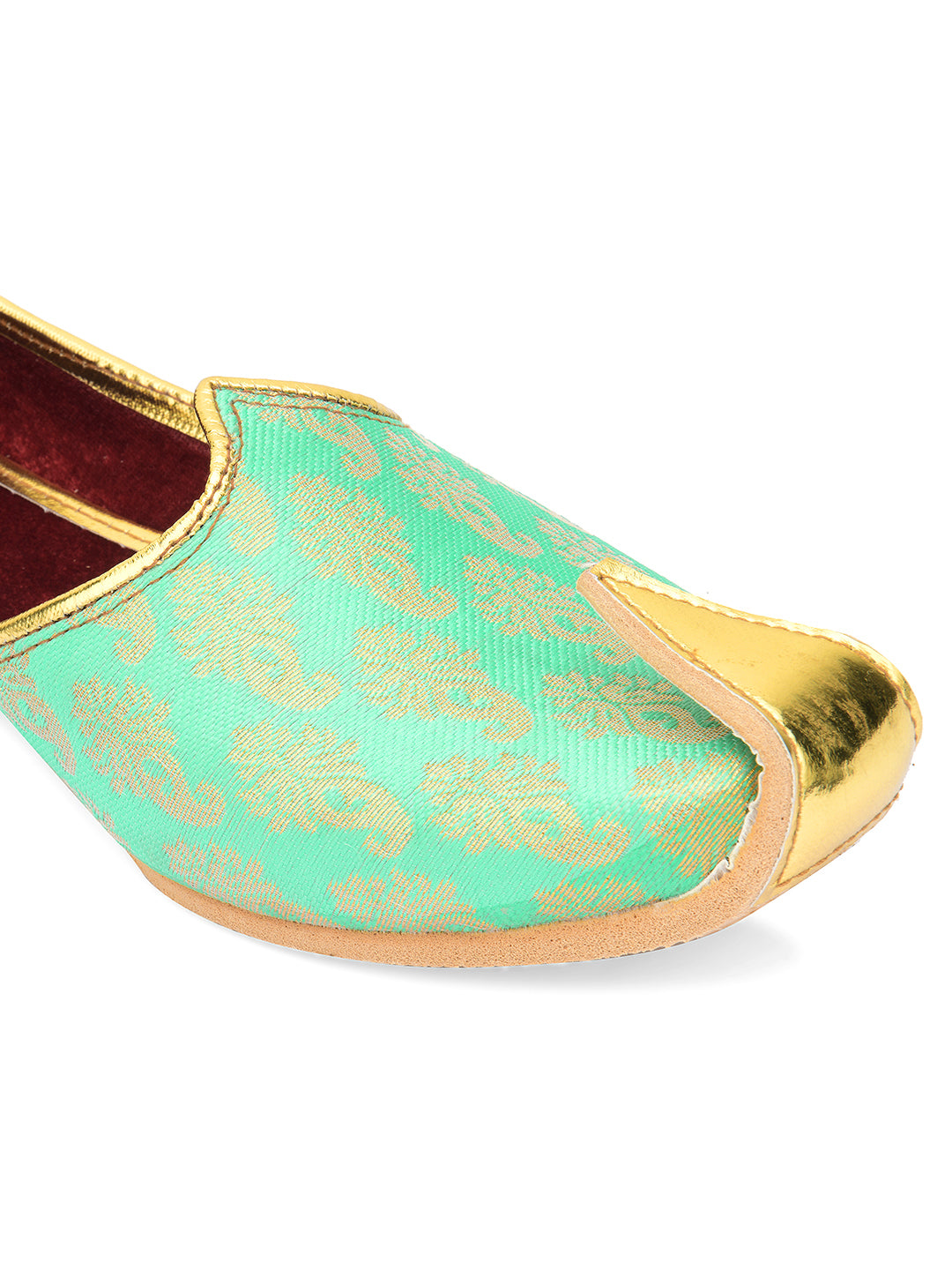 DESI COLOUR Mens Sea Green Ethnic Footwear/Punjabi Jutti