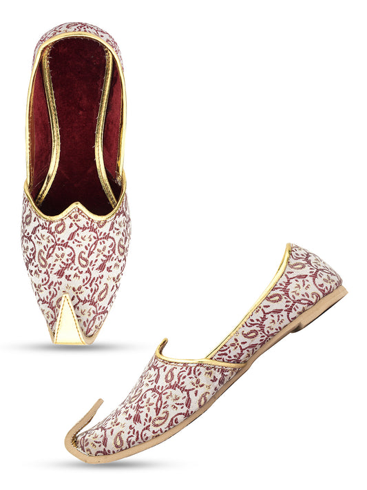 DESI COLOUR Mens Off White Ethnic Footwear/Punjabi Jutti