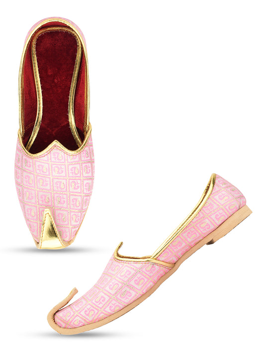 DESI COLOUR Mens Gold Ethnic Footwear/Punjabi Jutti