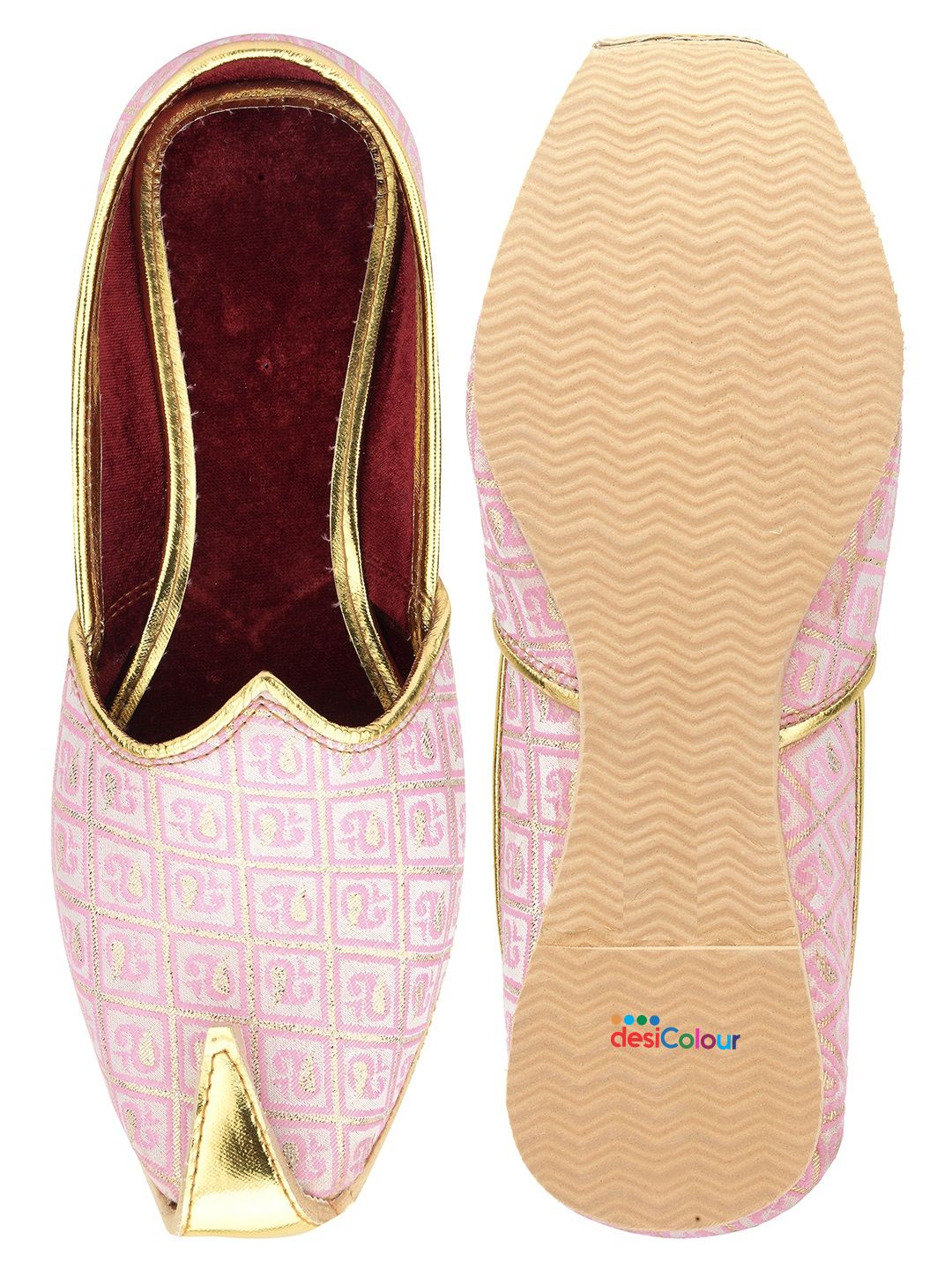 DESI COLOUR Mens Gold Ethnic Footwear/Punjabi Jutti