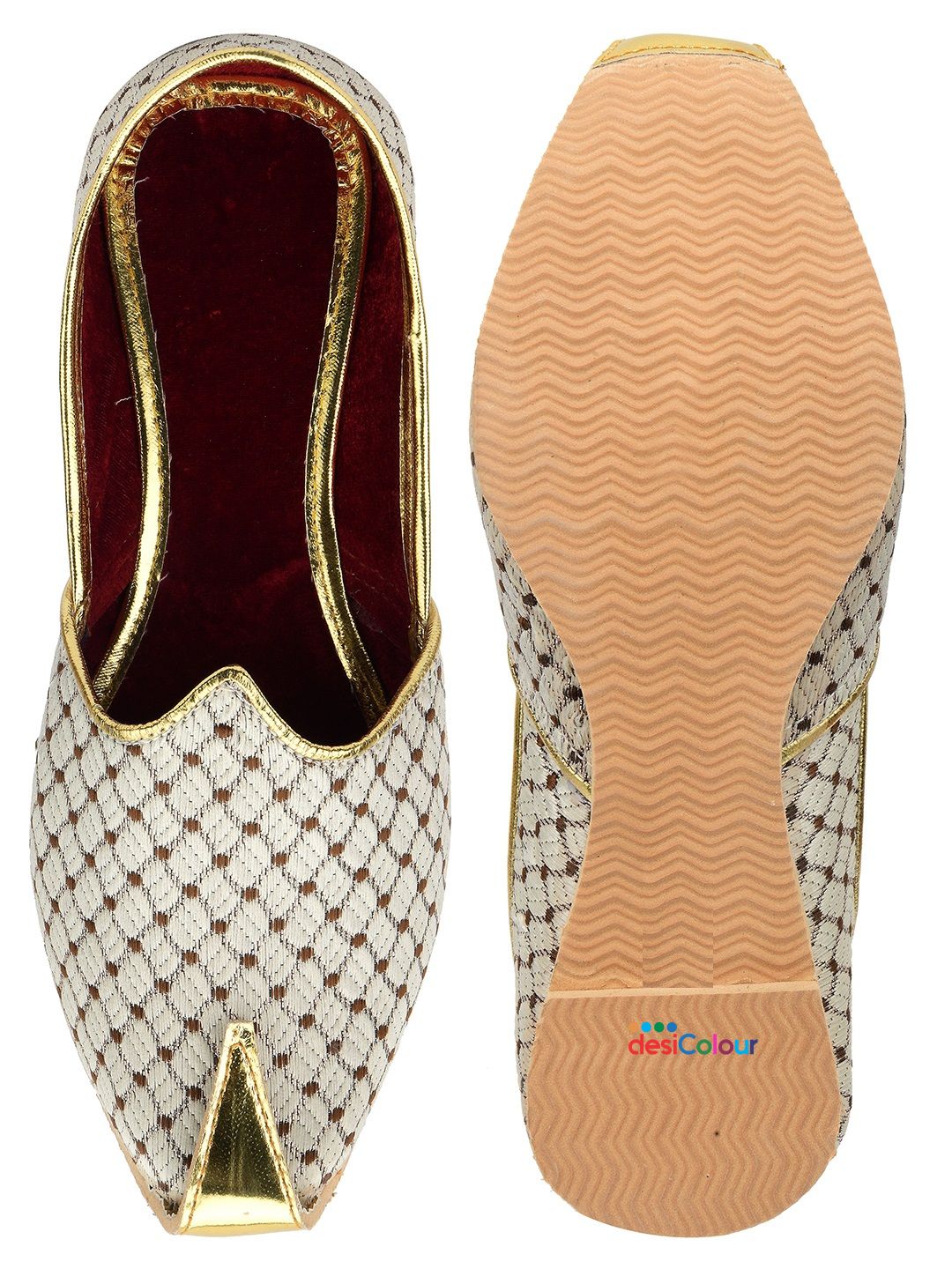 DESI COLOUR Mens Silver Ethnic Footwear/Punjabi Jutti