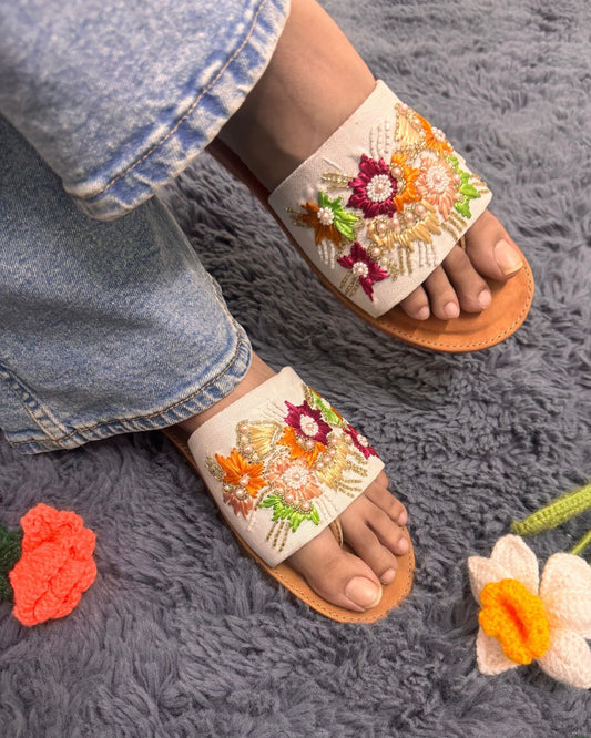 Jute Pastel & Orange Thread Slider