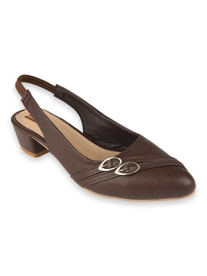 Brown Block Heel Back strap for Women