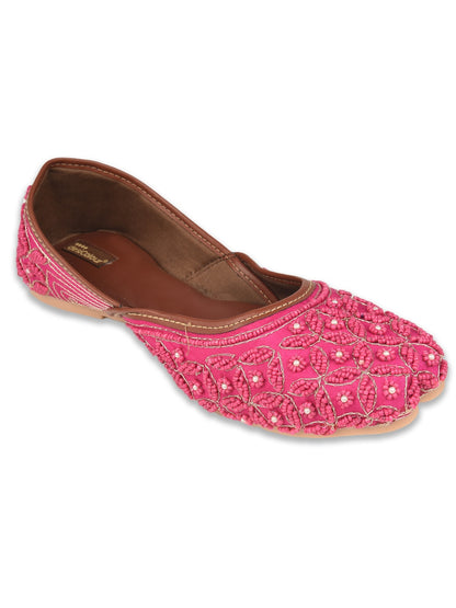 Pink pearl work Cushioned Jutti for Women