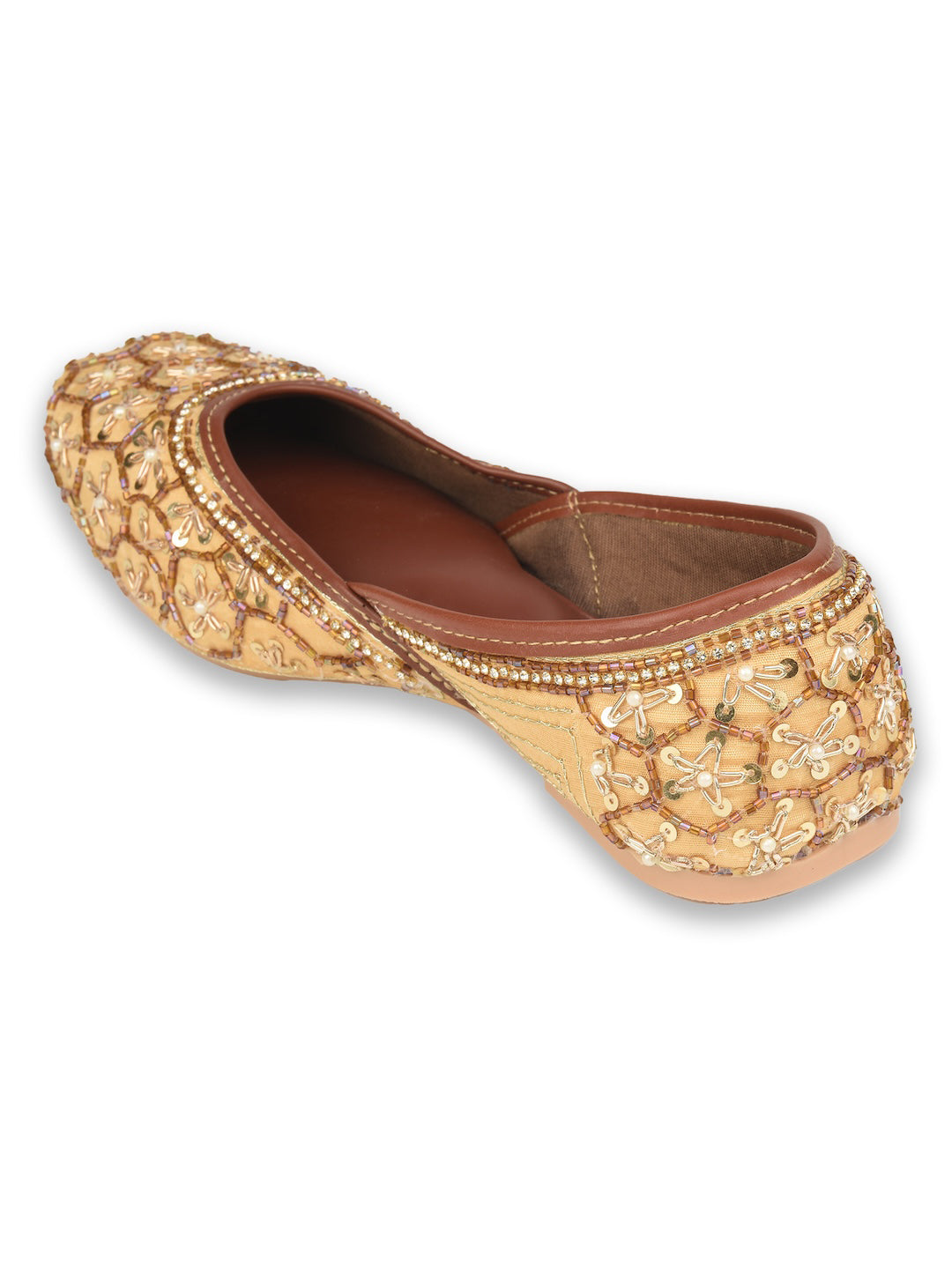 Gold Dabka Embroidered Cushioned Jutti for Women