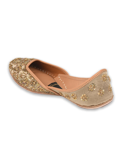 Champagne tone Dabka Work & Premium Mojari for Women
