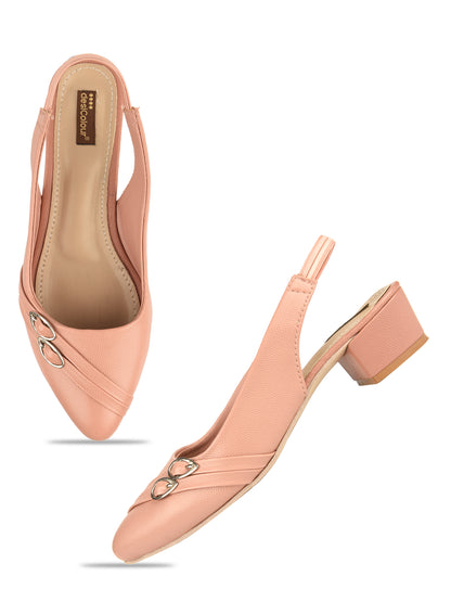 Peach Block Heel Back strap for Women