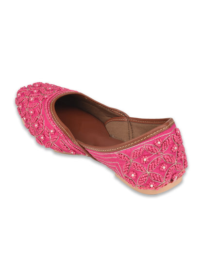 Pink pearl work Cushioned Jutti for Women