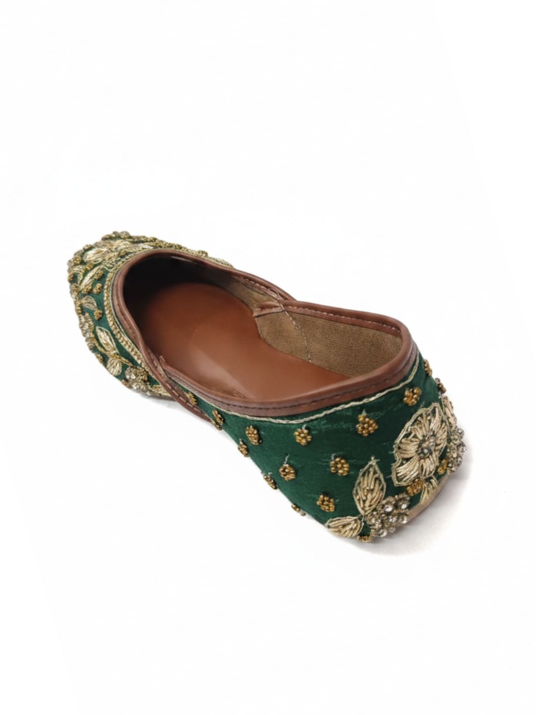 Green Dabka work Cushioned Jutti for Women