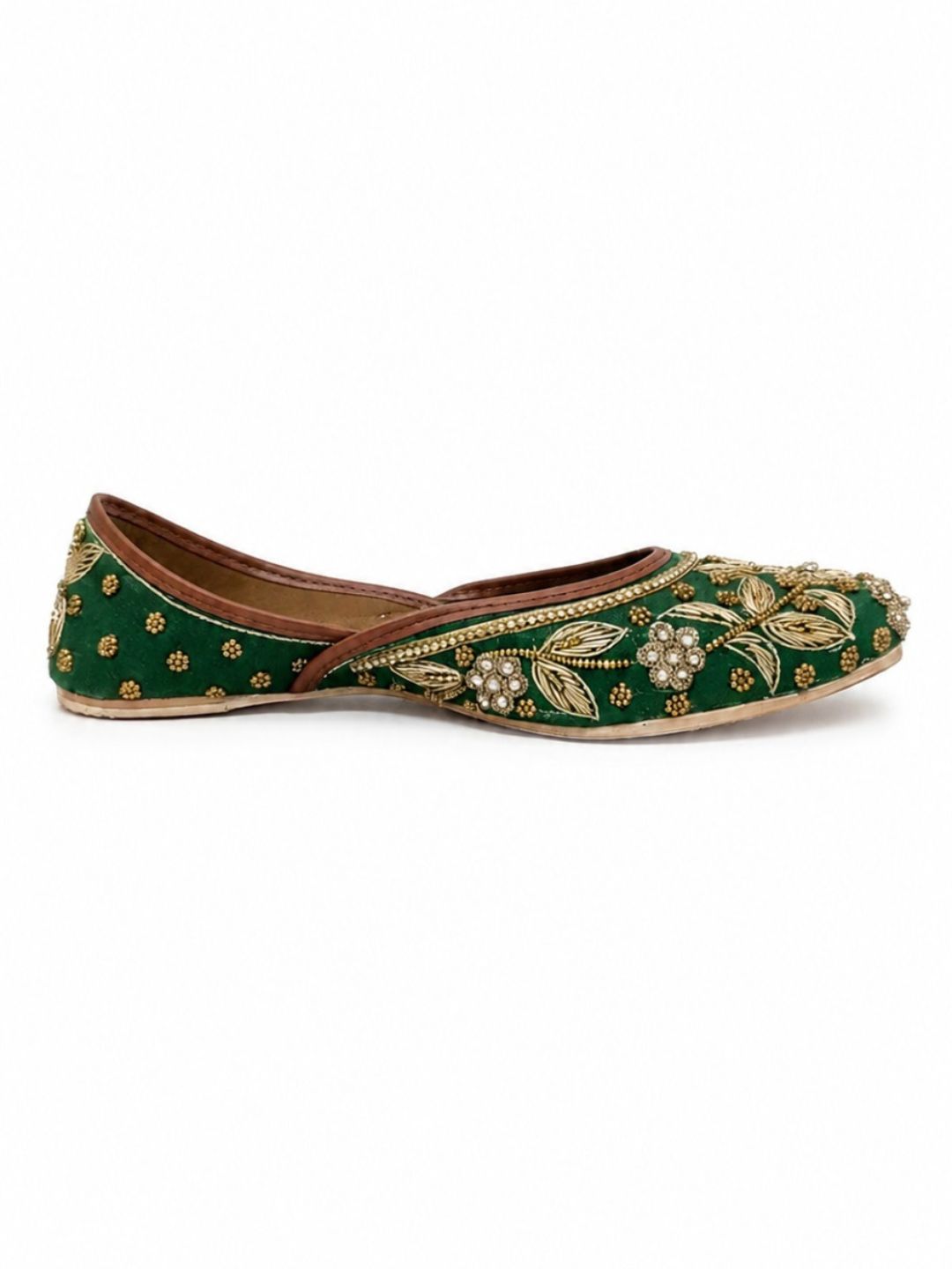 Green Dabka work Cushioned Jutti for Women