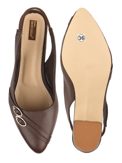 Brown Block Heel Back strap for Women