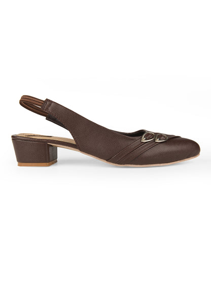Brown Block Heel Back strap for Women