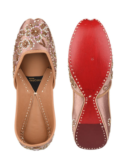 Dusty Pink Shade Dabka Work & Premium Mojari for Women