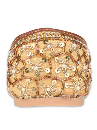 Gold Dabka Embroidered Cushioned Jutti for Women