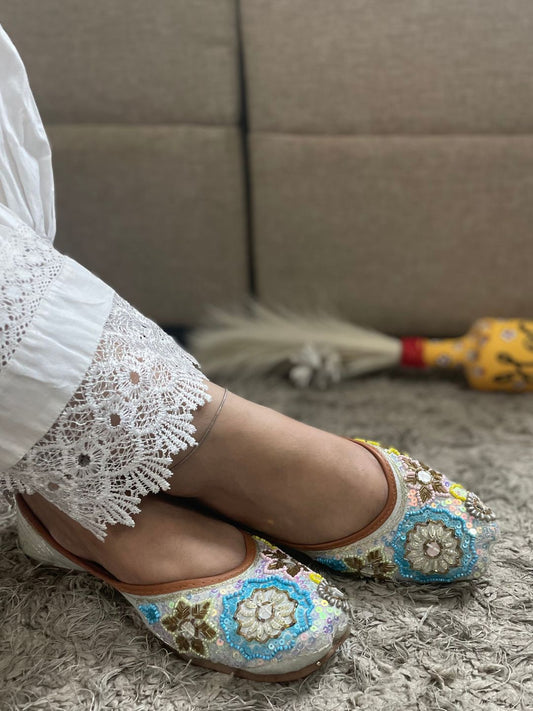 DESI COLOUR Women Blue Ethnic Punjabi Jutti