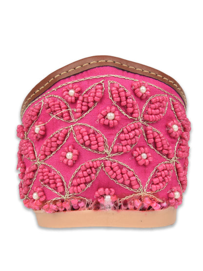 Pink pearl work Cushioned Jutti for Women