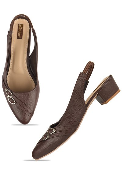 Brown Block Heel Back strap for Women