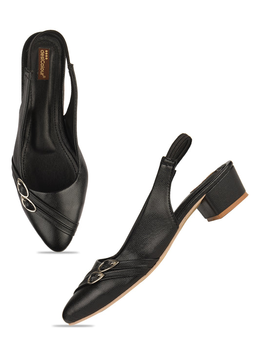 Black Block Heel Back strap for Women
