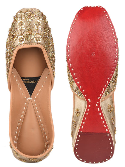 Champagne tone Dabka Work & Premium Mojari for Women