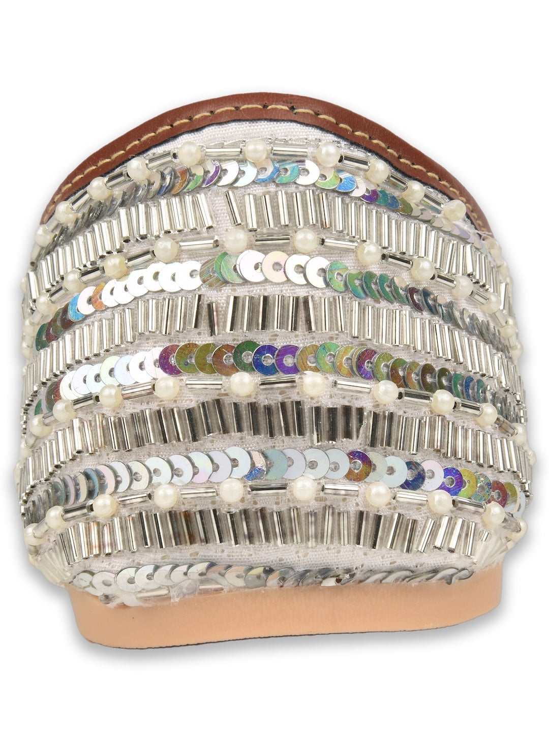 Silver pearl work Cushioned Jutti for Women