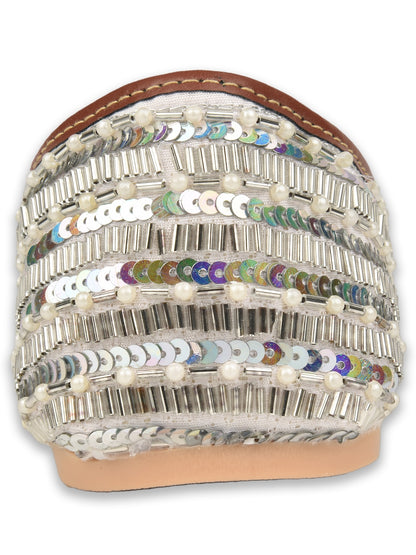 Silver pearl work Cushioned Jutti for Women
