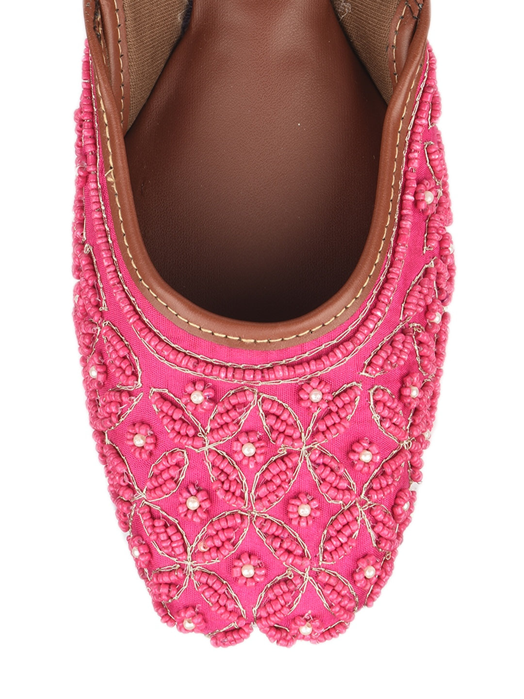 Pink pearl work Cushioned Jutti for Women